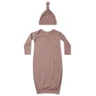 Bamboo Baby Gown & Hat Set | Mauve Bloom