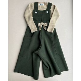 Sylfaen Skinny Rib Juniper Vintage Cream & Dyffryn Dungarees Juniper