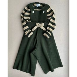 Sylfaen Skinny Rib Juniper Vintage Cream & Dyffryn Dungarees Juniper