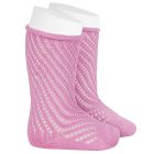 Net Openwork Perle Knee High Socks W/ Rolled Cuff | Sakura (584)