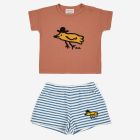 Mr Birdie T-Shirt & Blue Stripe Shorts