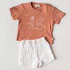 River Terracotta Rub Slub T-Shit & Ariel Ivory Gauze Bermuda