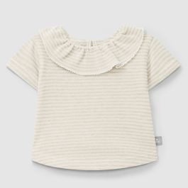 Striped T-shirt W/ Ruffled Collar