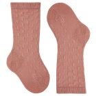 2318/2 3d Polka Dot Relief Knee Socks | Terracotta 126