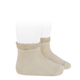 2362/4 Ceremony Short Socks W/ Openwork Cuff | Linen 304