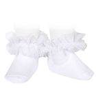 2488/4 Frill Tulle Ankle Socks | White 200