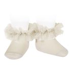 2488/4 Frill Tulle Ankle Socks | Linen 304
