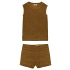 Sleeveless Frotté Top & Frotté Shorts | Dried Herb
