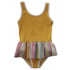 Swimsuit | Striped Ruffle Curry