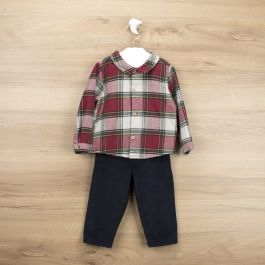 Red Tartan Shirt & Navy Pants