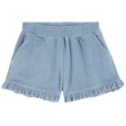 Light Blue Terry Ruffled Shorts