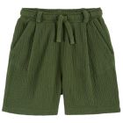 Bermuda Green Cotton Gauze Shorts