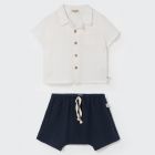 Abel Gauze Shirt & Izan Gauze Shorts | Navy/Ivory