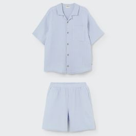 Abelk Short Sleeves Shirt & Alexk Shorts | Soft Gauze Sky Blue