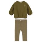 Olive Green Dropped Shoulder Sweater & Olive Green/Peanut Leggings