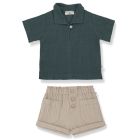 Benet Top & Jofre Shorts | Petroleum/Beige