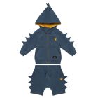 Blue Dino Hoodie & Shorts