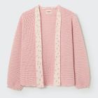 Tricot Cotton Cardigan | Pink Plain Bow