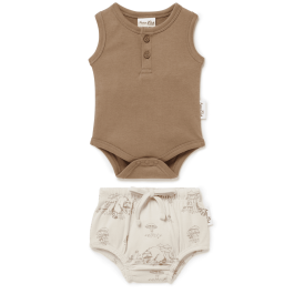 Clay Singlet Onesie & Raccoon Bloomers