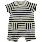 Dark Blue Stripe Toweling Baby Romper