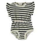 Dark Blue Stripe Toweling Flutter Baby Romper