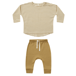 Gold Stripe L/S Top & Gold Drawstring Pant