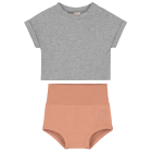 Grey Melange Roll Up Tee & Rustic Clay Shorts