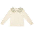 Collar Tee | Cream & Shimmer Gold