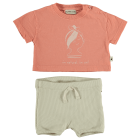 Ivory Baby Shorts & Peach 'I'm Natural I'm Cool' T-Shirt