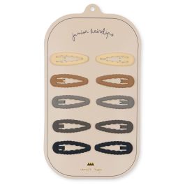 10 Pack Junior Hair Clips Scallop | Blue Shades