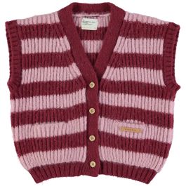 Knitted Waistcoat | Pink & Strawberry Stripes