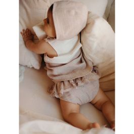 Sleeveless Organic Shirt & Culotte with Frills | Sand