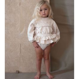 Frill Culotte W/ Removable Straps & Embroidered Blouse | Off White