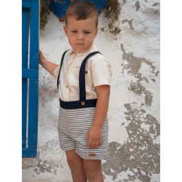 Embroidered striped Dungarees &  Off-white Romper Suit