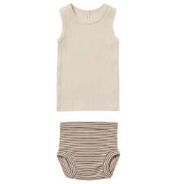 Natural Ribbed Tank & Ash Stripe Bloomer