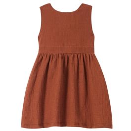 Girl Pinafore Gauze Dress | Terracotta