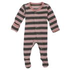 Organic Footie | Mauve/Gray Stripe