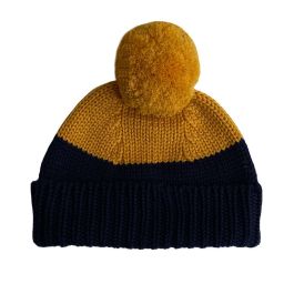 Otto Bobble Beanie | Saffron / Indigo