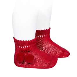 Perle Short Socks W/ Pompoms | Red (550)