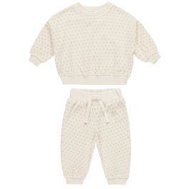 Velour Relaxed Sweatshirt & Sweatpants | Polka Dot