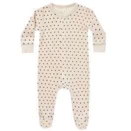 Velour Hidden Snap Footie | Polka Dots