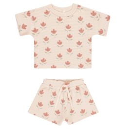 Waffle Tee + Short Set | Tulips