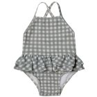 Ruffled One-Piece Swimsuit | Sea Green Gingham