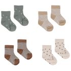 Printed Socks, Set of 4 | Latte Stripe, Stars, Dots, Sienna+Sky Stripe