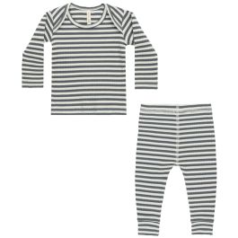 Ribbed Tee + Legging Set | Indigo Stripe