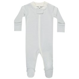 Zip Long Sleeve Sleeper Footie | Sky Micro Stripe