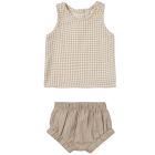 Woven Tank & Short Set | Oat Gingham