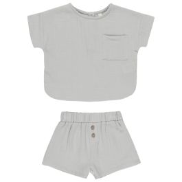 Woven Boxy Top + Short Set | Sky