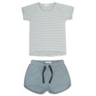 Raglan Tee S/S Stripes & Rib Shorts | Cloudy Blue