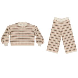 Boxy Crop Sweater & Knit Wide Leg Pant | Honeycomb Stripe